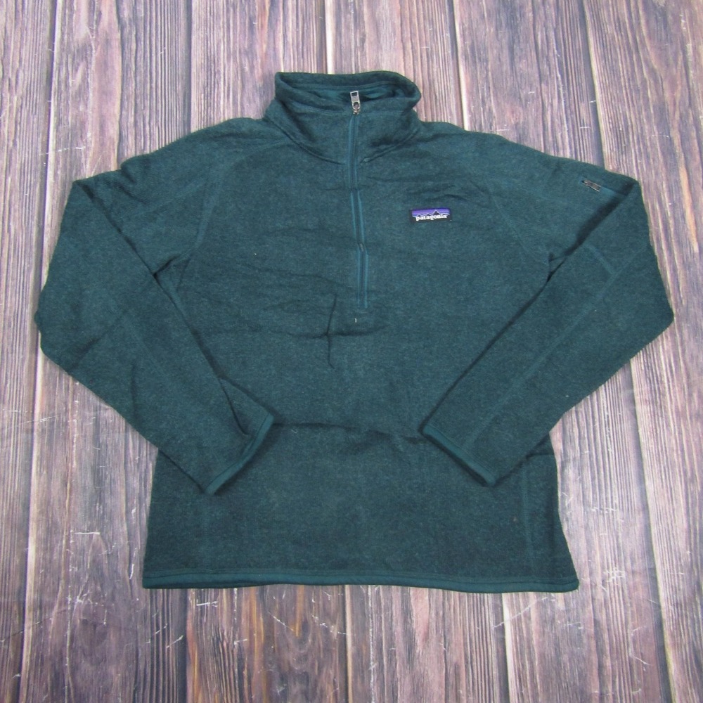 Patagonia Sweater Womens Small Green Fleece Quarter Zip Pullover Hiking Outdoor